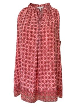 Max Studio Geometric Medallion Halter Tank Top Size L Red Pink